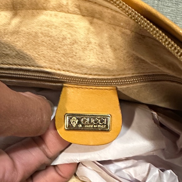 Gucci Gold and Tan Leather Shoulder Bag